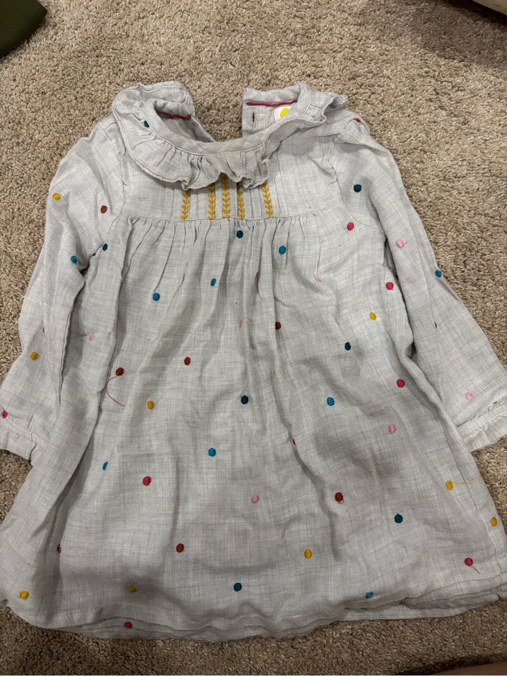 Baby Boden White Dress with Multicolor Polka Dots